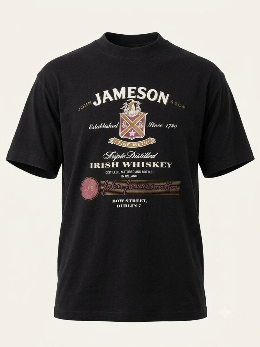 Jameson's Irish Whiskey Cask Men's Black T-shirt M Off center